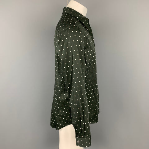 PAUL SMITH Size L Black & White Dot Print Cotton Button Up Long Sleeve Shirt
