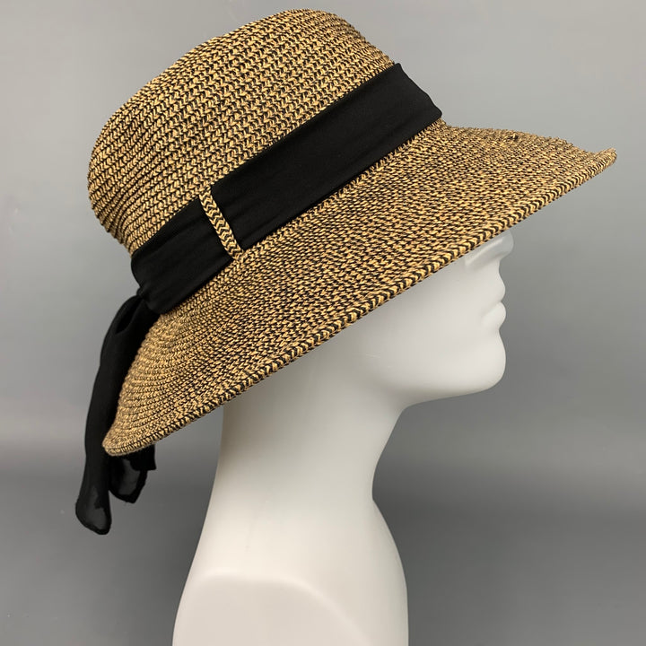 TOUCAN Beige & Black Wide Brim Hat