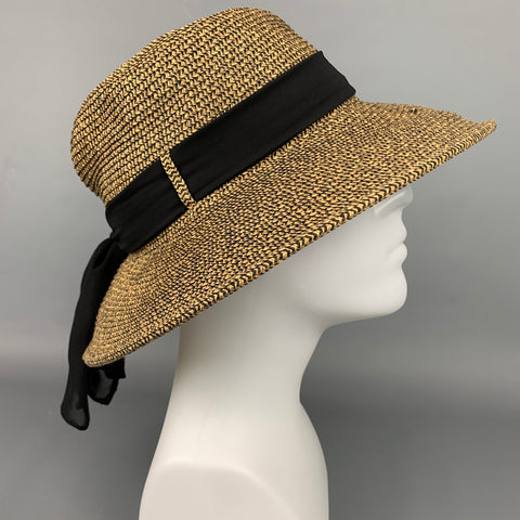 TOUCAN Sombrero de ala ancha beige y negro