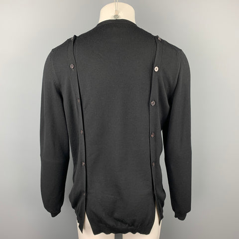PORTS 1961 Size S Black Knitted Wool Crew-Neck Pullover