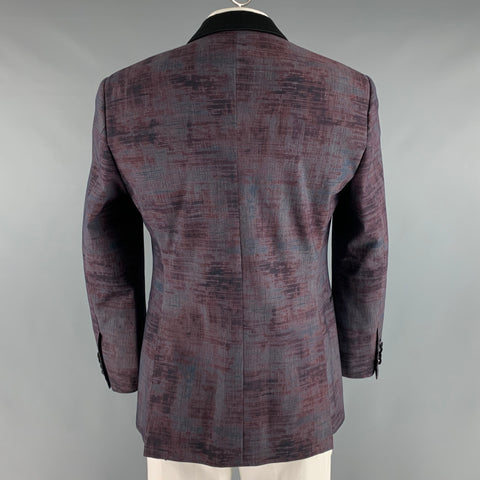 TEDDY VONRANSON Size 42 Purple Wool Blend Shawl Collar Sport Coat