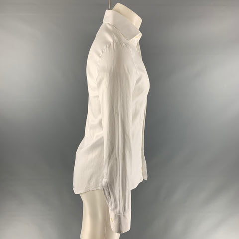 EMPORIO ARMANI Size M White Solid Cotton Button Up Long Sleeve Shirt