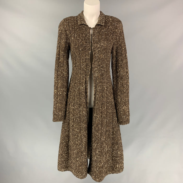 RALPH LAUREN Purple Label Size 8 Gold & Brown Knitted Cashmere Blend Coat