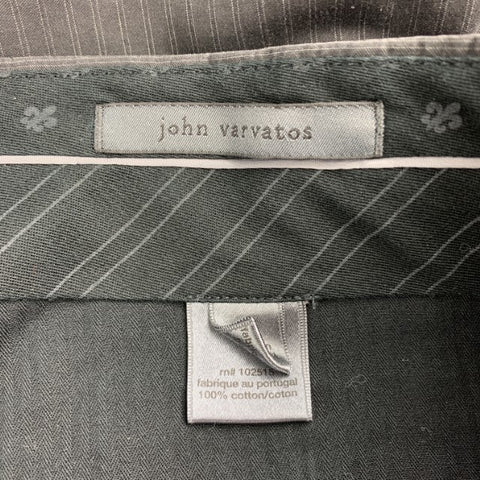 JOHN VARVATOS Size 30 Dark Gray Stripe Cotton Zip Fly Dress Pants
