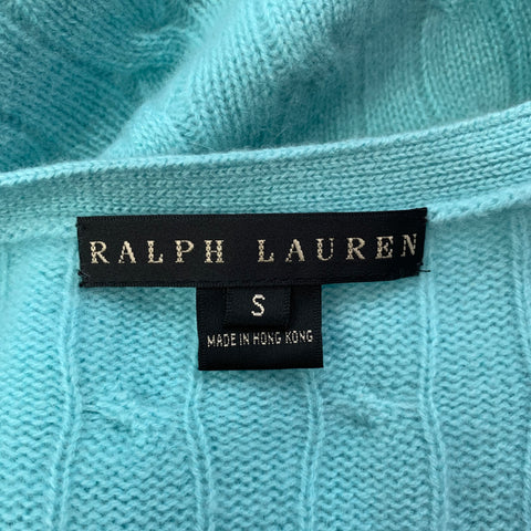 RALPH LAUREN Black Label Size S Turquoise Knitted Cashmere Cardigan