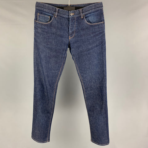 PRADA Size 33 Blue Cotton Slim Button Fly Jeans