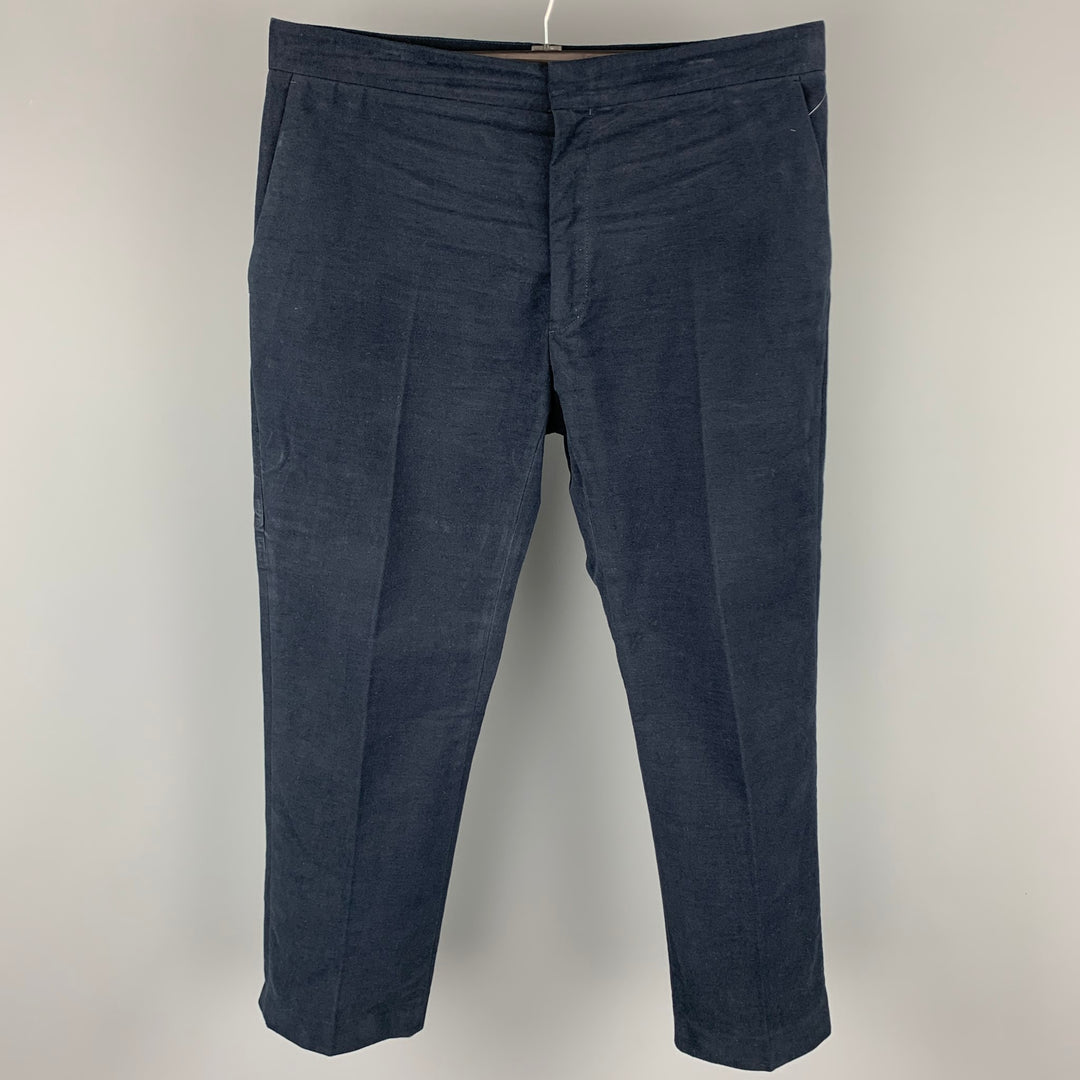 THE ROW Size 36/38 Navy Cotton Zip Fly Casual Pants