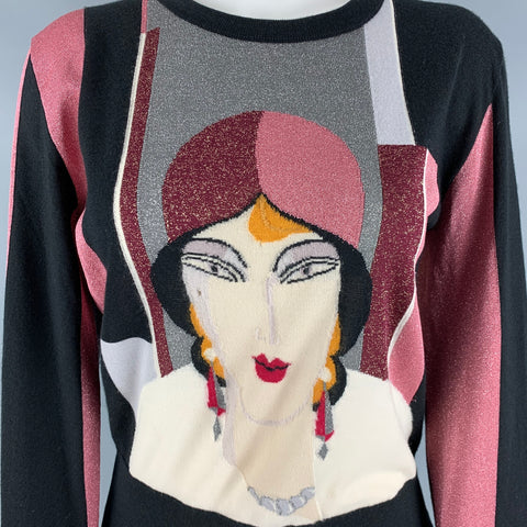 DOLCE &amp; GABBANA Taille 8 Pull à manches longues en mélange de cachemire multicolore
