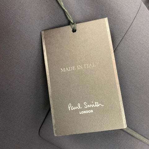 PAUL SMITH The Byard Taille 46 Manteau de sport à revers en laine noire régulière / Mohair Peak