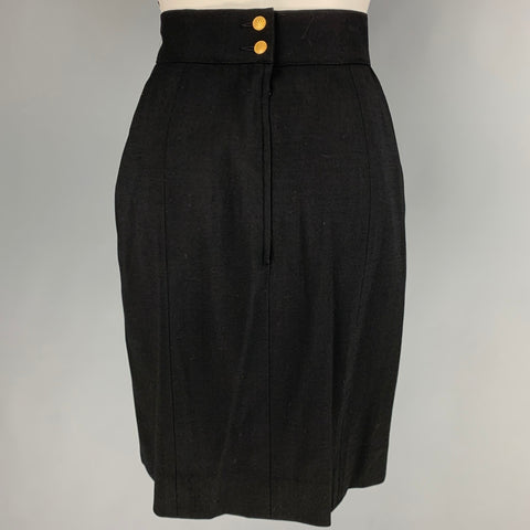 CHANEL Talla 8 Falda por debajo de la rodilla de lycra de lana negra