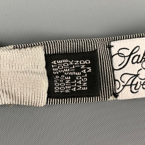 SAKS FIFTH AVENUE Grey Silver Diagonal Stripe Silk Bow Tie