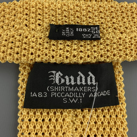 BUDD Knitted Mustard Gold Silk Textured Knit Tie