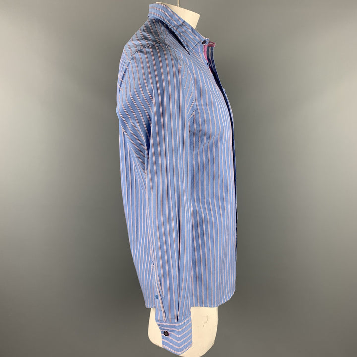 TED BAKER Size M Blue Stripe Cotton Button Up Long Sleeve Shirt