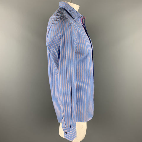 TED BAKER Size M Blue Stripe Cotton Button Up Long Sleeve Shirt