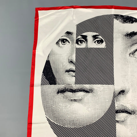 PERRY ELLIS White Black Fornasetti Scarf