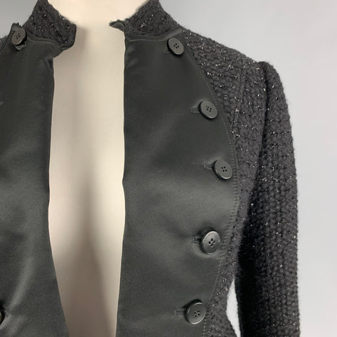 ARMANI COLLEZIONI Talla 12 Chaqueta de tweed en mezcla de lana negra