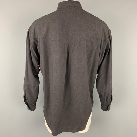 Vintage VERSACE JEANS COUTURE Size M Charcoal Viscose Blend Long Sleeve Shirt
