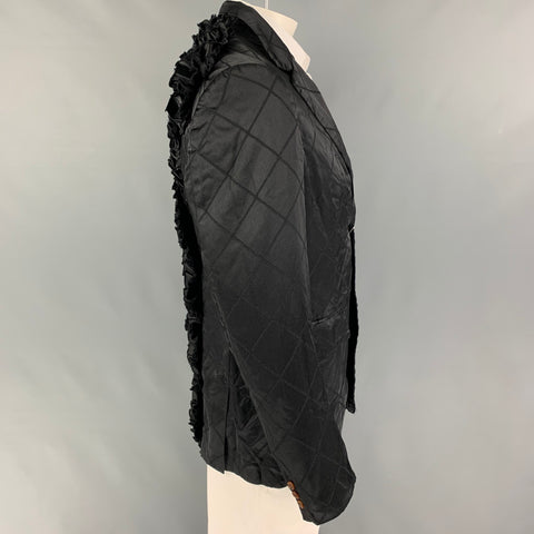 COMME des GARCONS HOMME PLUS Size L Black Quilted Polyester Ruffled Sport Coat