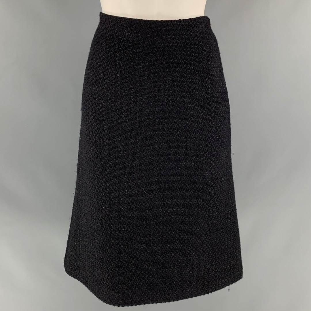 DEREK LAM Size M Black Textured A-Line Knee-Length Skirt
