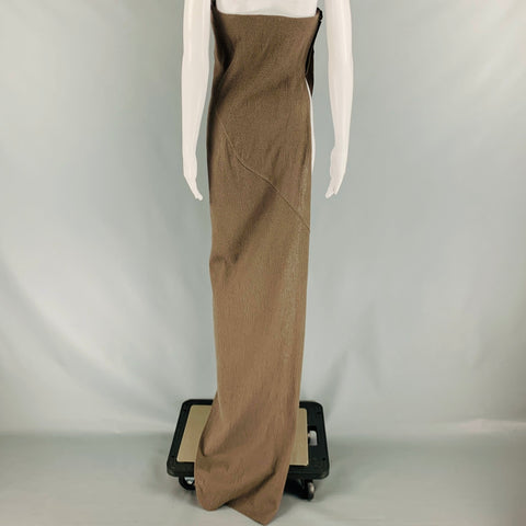 RICK OWENS FW23 Size 4 Grey Taupe Wool Strapless Long Gown