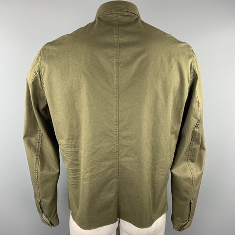 DSQUARED2 Size 44 Olive Cotton Zebra Ponyhair Trim Army Jacket