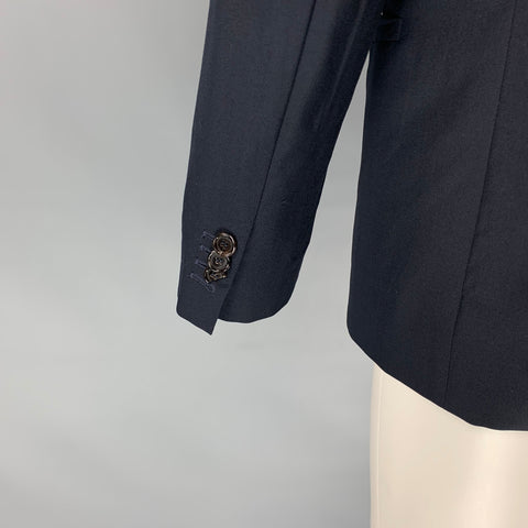 MARNI Talla 40 Abrigo deportivo de lana azul marino con solapa de muesca