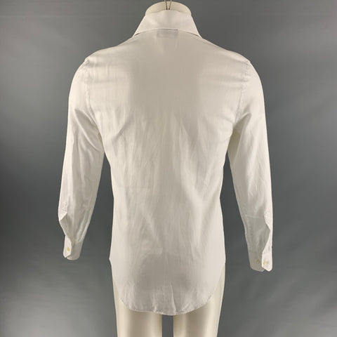 EMPORIO ARMANI Size M White Solid Cotton Button Up Long Sleeve Shirt