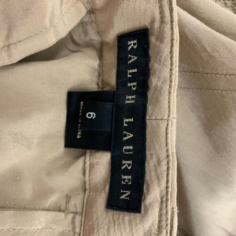 RALPH LAUREN Black Label Size 6 Beige Silk Cotton Shiny Cargo Casual Pants