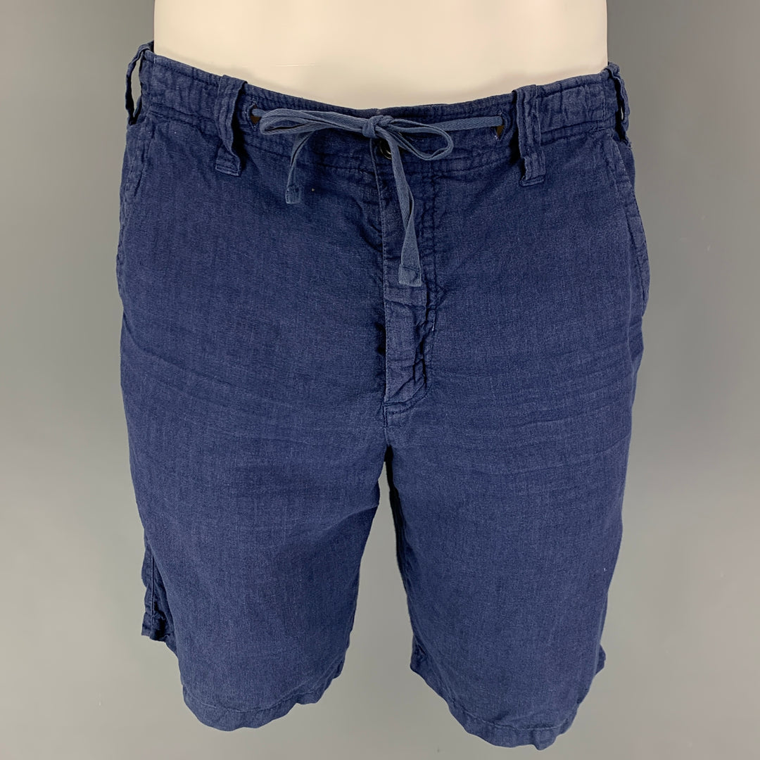 HARTFORD Size 32 Navy Linen Shorts