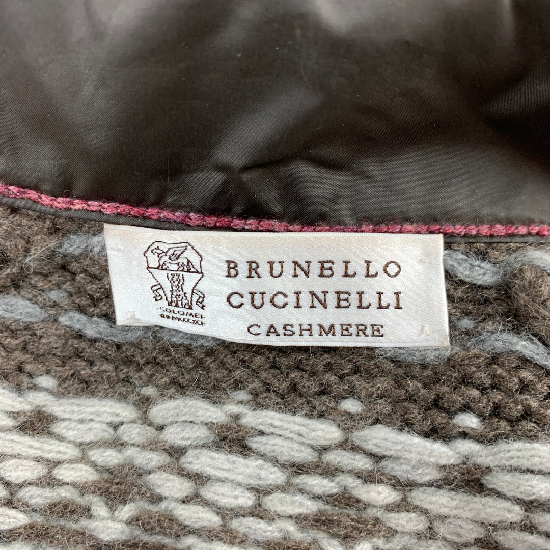 BRUNELLO CUCINELLI Size S Light Gray & Taupe Cashmere Simulated Vest Jacket