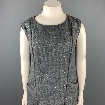 MICHAEL by MICHAEL KORS Size 14 Grey Boucle Sequined Polyester Blend Shift Dress