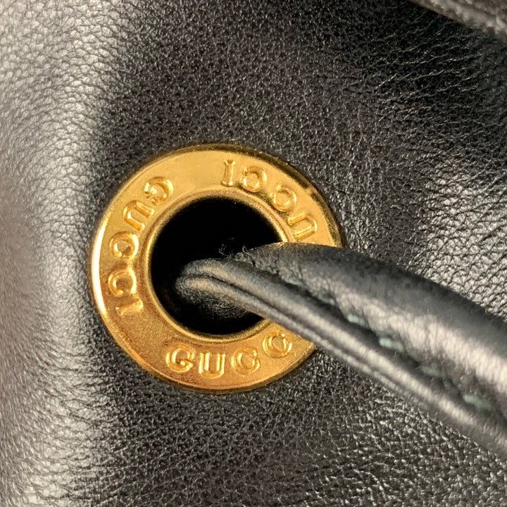 GUCCI Black Leather Bamboo Backpack Handbag