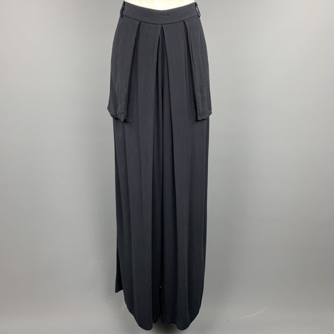 THE ROW Pantalones casuales de pierna ancha con bolsillo grande de viscosa azul marino talla 12