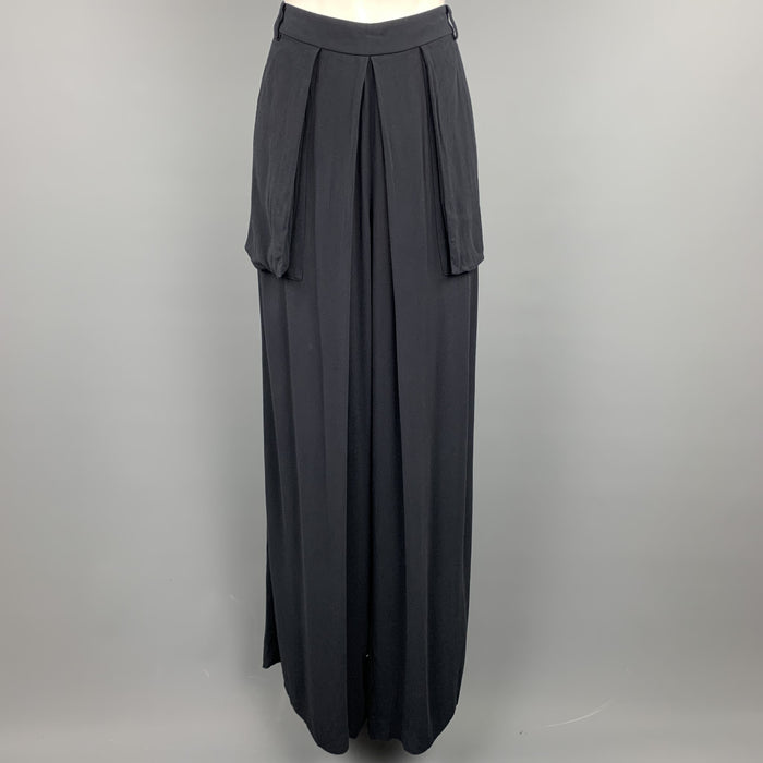 THE ROW Size 12 Navy Viscose Large Pocket Wide Leg Casual Pants