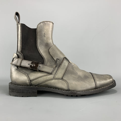 NEIL BARRETT Taille 7 Bottines à détail de sangle en cuir antique gris