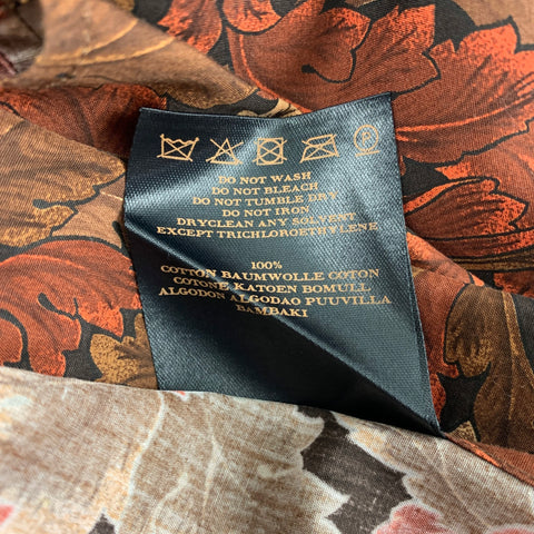 BURBERRY PRORSUM Fall 2008 Size L Brown & Black Leaf Print Cotton Button Down Long Sleeve Shirt