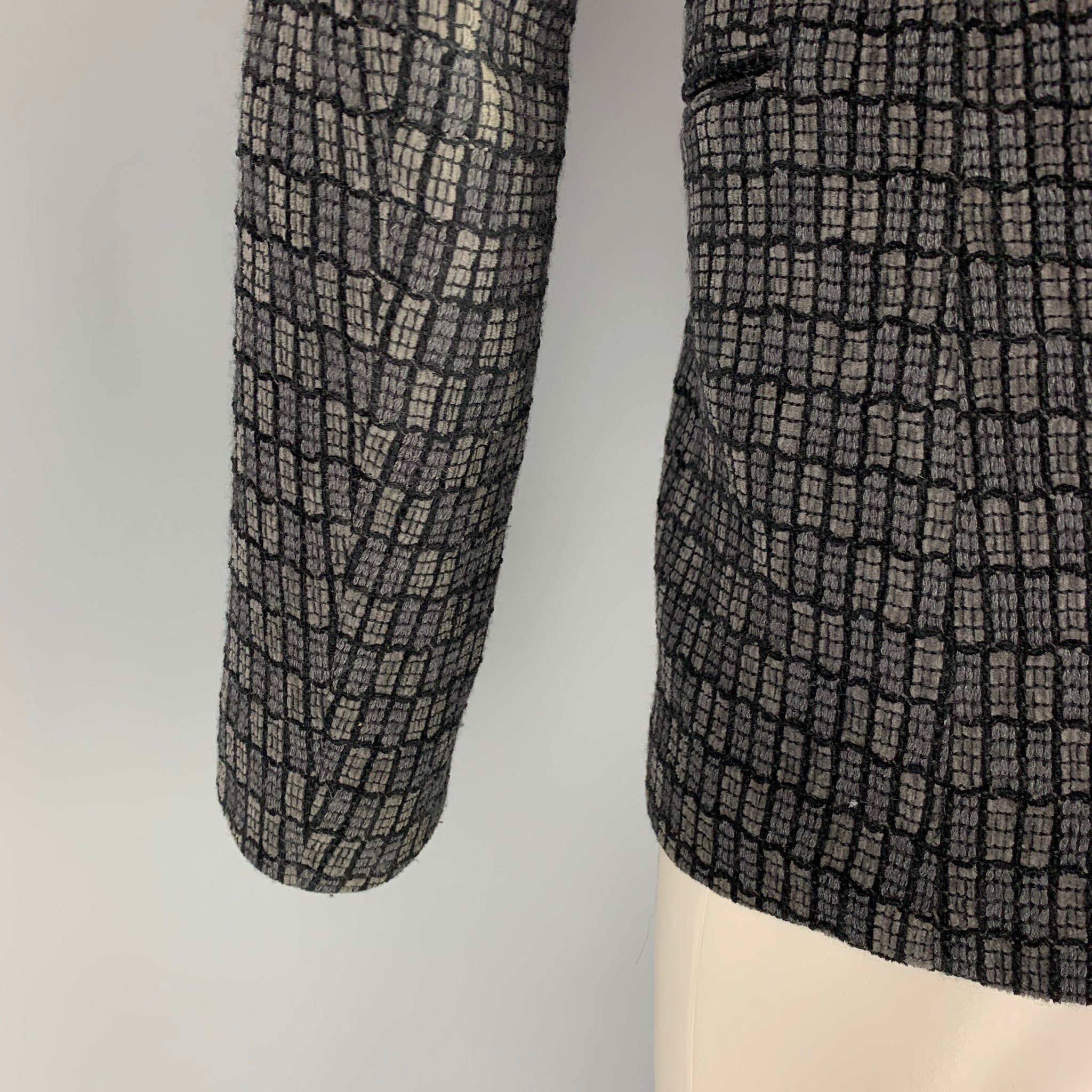 EMPORIO ARMANI Size 34 Grey Black Knitted Wool Blend Sport Coat