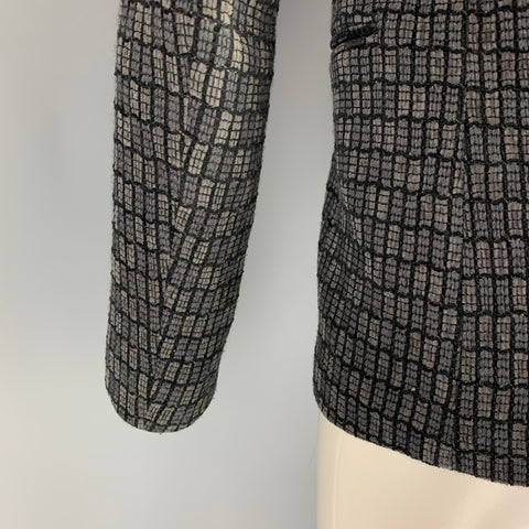 EMPORIO ARMANI Size 34 Grey Black Knitted Wool Blend Sport Coat