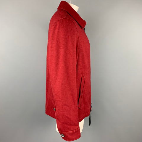 LANVIN Size 42 Burgundy Wool Zip Up Jacket