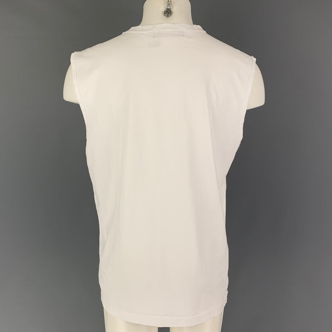 LINDER Size M White Embroidery Cotton Boyfriend Tank Top
