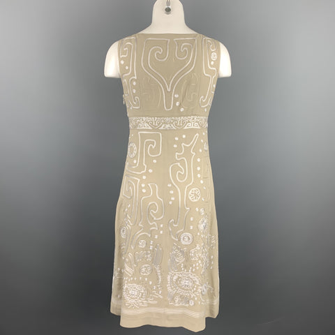 CHRISTIAN LACROIX Size 4 Beige Embroidered Silk Cocktail Shift Dress