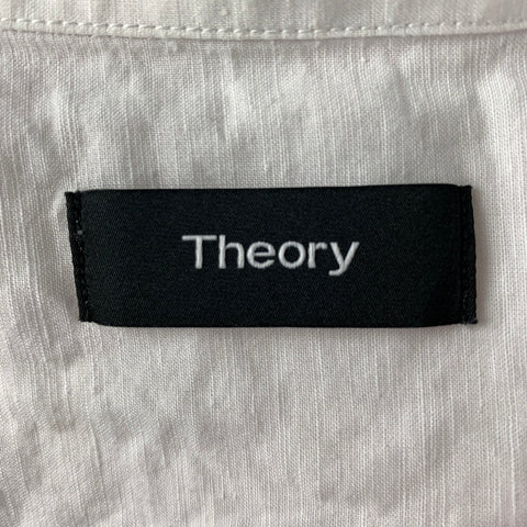THEORY Size L White Cotton Long Sleeve Shirt