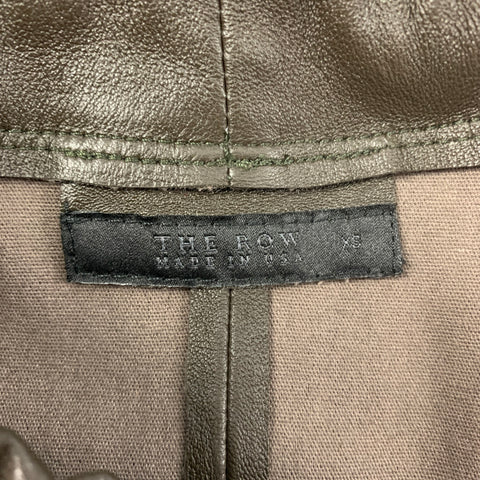 THE ROW Size XS Green Olive Lamb Skin Elastic Waistband Leggings