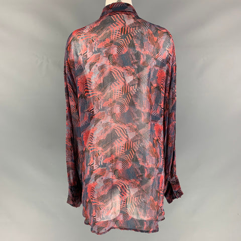 IRO Size 4 Red &  Blue Viscose Abstract Blouse