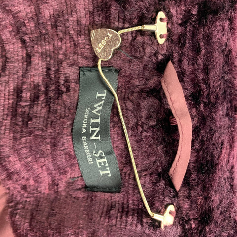 TWIN-SET Size M Burgundy Viscose Blend Single Breasted Coat