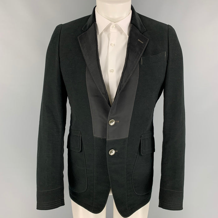 ALEXANDER MCQUEEN Size 40 Black Mixed Fabrics Cotton Sport Coat