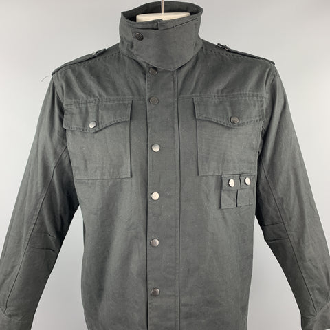 FAZE APPAREL Size M Black Cotton Zip & Buttons Jacket