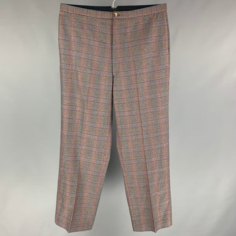 ALEXANDER MCQUEEN Size 36 Gray Plaid Flat Front Dress Pants