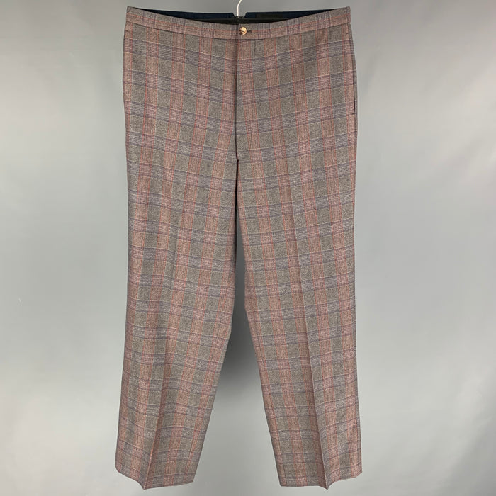 ALEXANDER MCQUEEN Size 36 Gray Plaid Flat Front Dress Pants