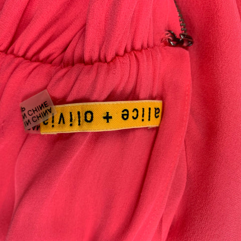 ALICE + OLIVIA Vestido plisado de seda coral talla S